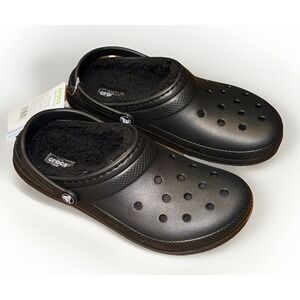 NEW Slip On Crocs Classic Lined Clog K  Sz:J 6 Unisex Kids Clog Sandal - Black